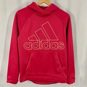 Adidas Logo Team Issue Climawarm Hi-Low Long Sleeve Hoodie Sweatshirt S Red